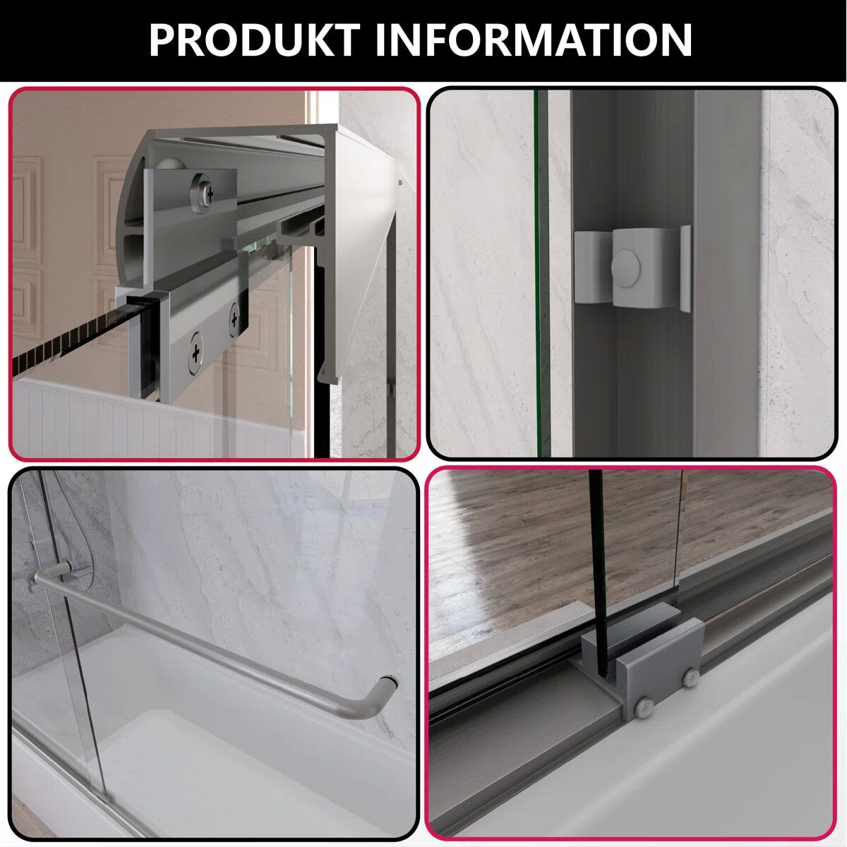 55" - 59'' W x 60'' H Semi-frameless Bypass Sliding Bathtub Doors