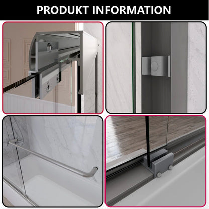 55" - 59'' W x 60'' H Semi-frameless Bypass Sliding Bathtub Doors