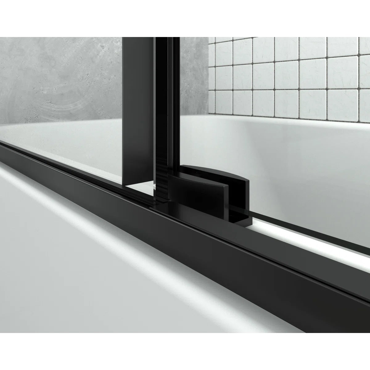 iBath Sliding Frameless Tub Door, 55"–59" W x 60" H, 5/16" Tempered Glass, Matte Black, TE-1-5960-MB-40-W