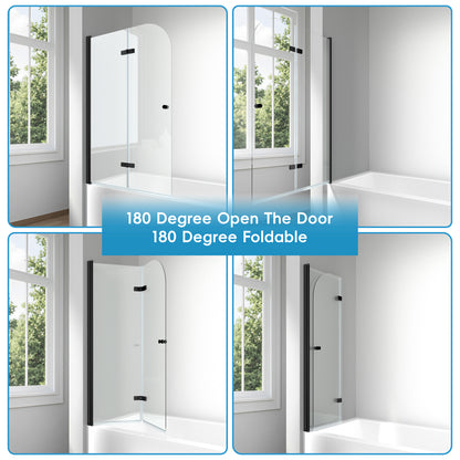 35"x55" Frameless Aluminum Pivot Shower Bathtub Door