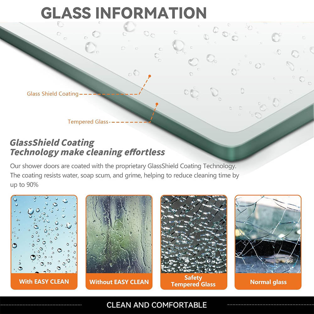 iBath 35" W × 55" H Bi-Folding Frameless Tub Door Brushed Nickel