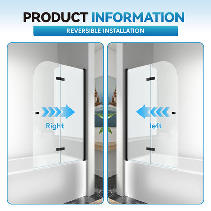 35"x55" Frameless Aluminum Pivot Shower Bathtub Door