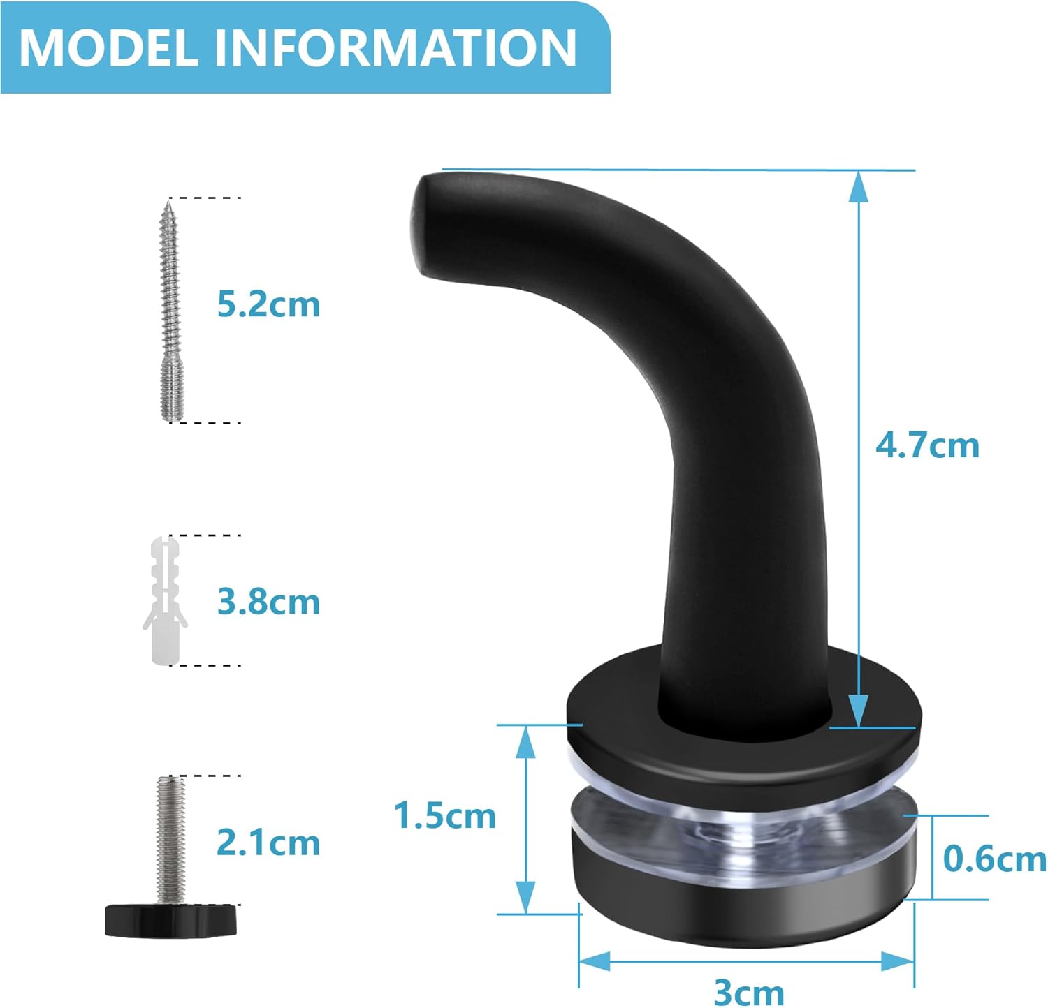 304 Stainless Steel Wall Hook — Matte Black - ibathshowers