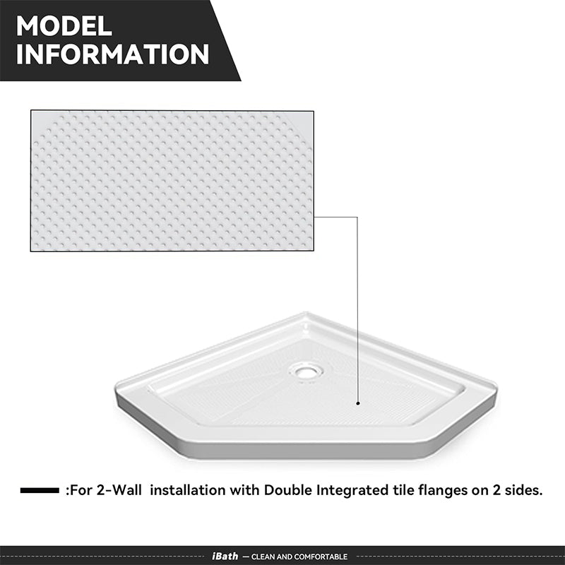 36 in. L x 36 in. W. H Corner Drain Shower Base - ibathshowers