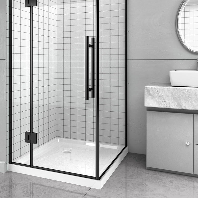 36"x36" Corner Drain Acrylic Shower Base - Double Threshold, Slip - Resistant Textured Surface, White - ibathshowers