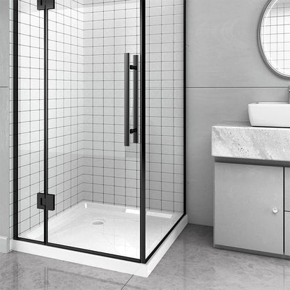36"x36" Corner Drain Acrylic Shower Base - Double Threshold, Slip - Resistant Textured Surface, White - ibathshowers