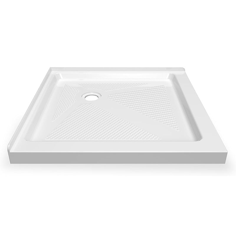 36"x36" Corner Drain Acrylic Shower Base - Double Threshold, Slip - Resistant Textured Surface, White - ibathshowers