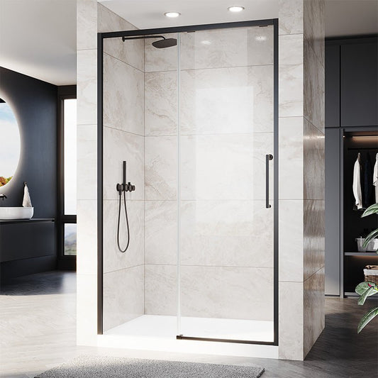 48 - 60 in W x 72 in H Aluminium Framed Shower Door Matte Black - ibathshowers