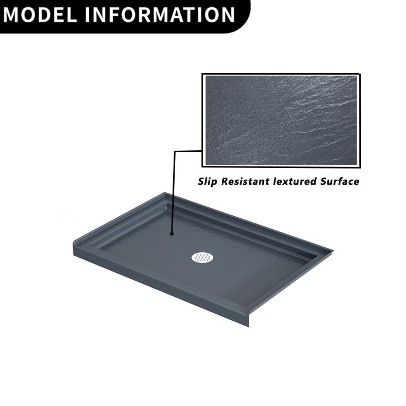 48" x 32" Grey Shower Base – Slip - Resistant, Center Drain, Single Threshold for Safe, Stylish Showers - ibathshowers