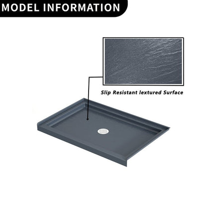 48" x 32" Grey Shower Base – Slip - Resistant, Center Drain, Single Threshold for Safe, Stylish Showers - ibathshowers