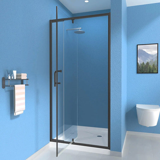 iBath Pivot Shower Door 29-32" W x 72" H | Matte Black, Easy-Clean Glass