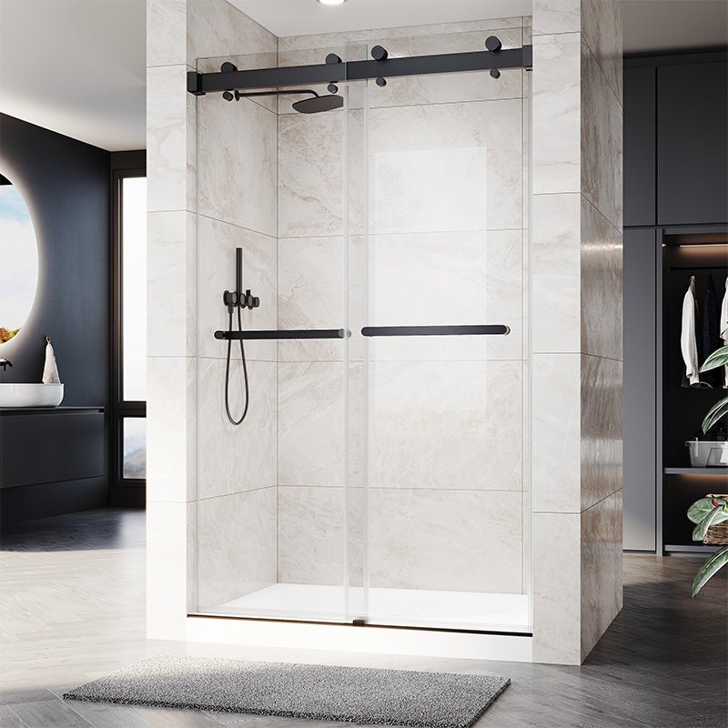 (55'' - 59'')*76'' Double Sliding Frameless Tempered Glass Shower Door - ibathshowers