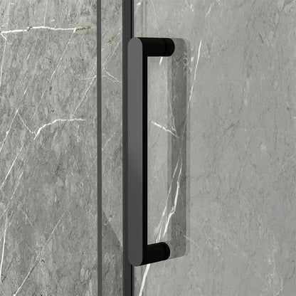 59 in. L x 36 in. W x 75 in. H Corner Shower Doors，Dual Sliding Shower Enclosure Matte Black - ibathshowers