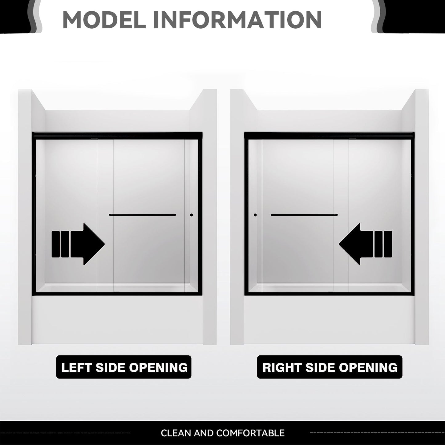 59"*56" Frameless Sliding Tub Door - ibath shower door