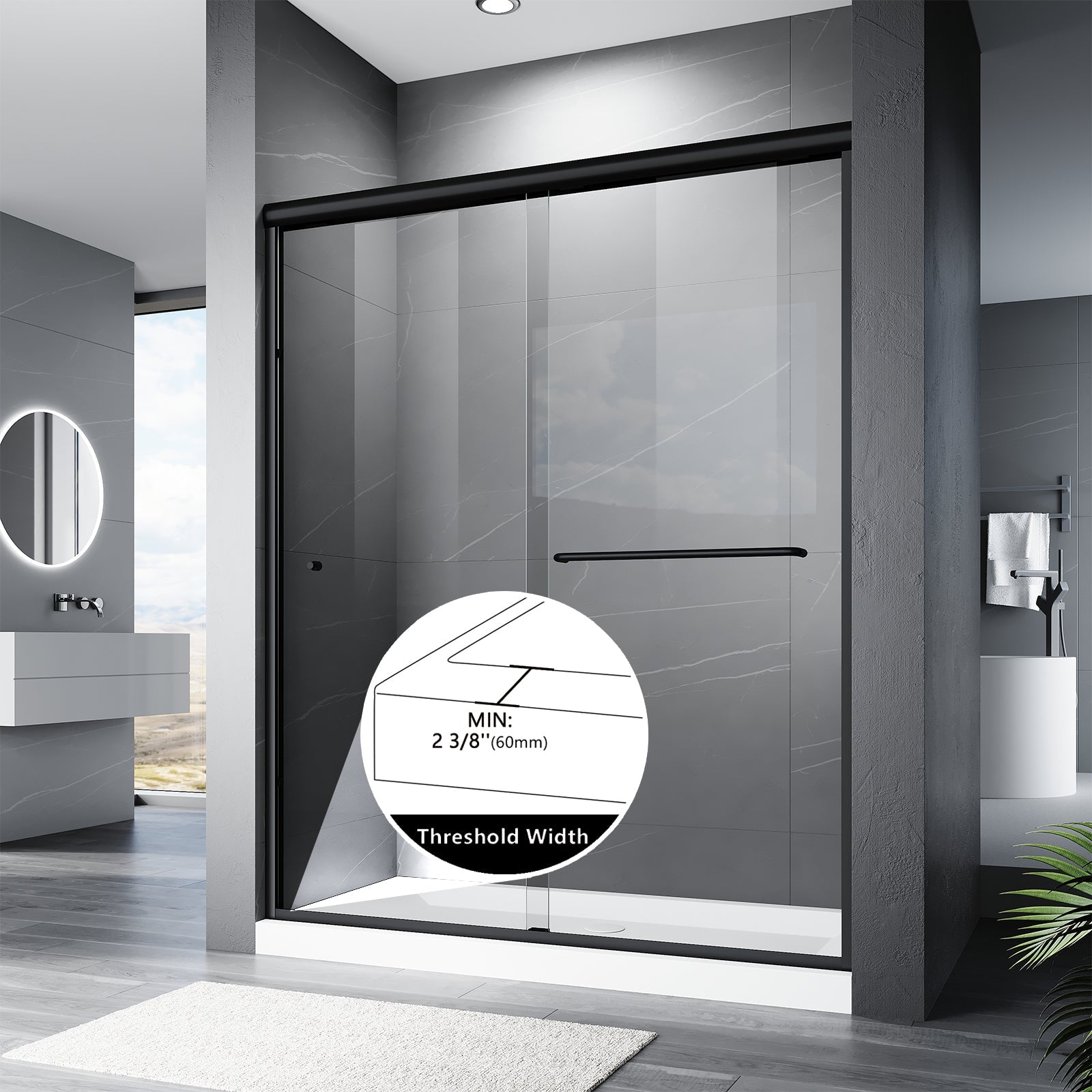 59"*72" Double Sliding Aluminum Framed Shower Door - ibath shower door