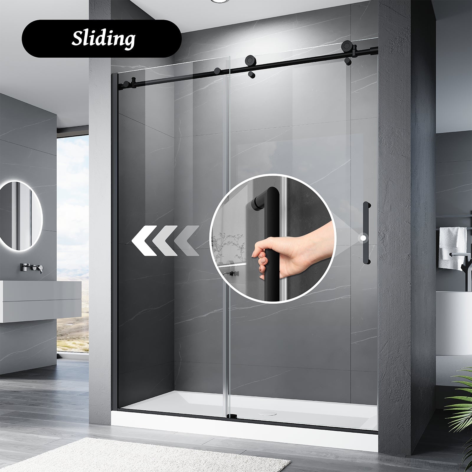 59"*75" Frameless Sliding Shower Door - ibath shower door