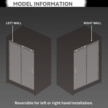 59"*75" Single Sliding Frameless Shower Door - ibath shower door