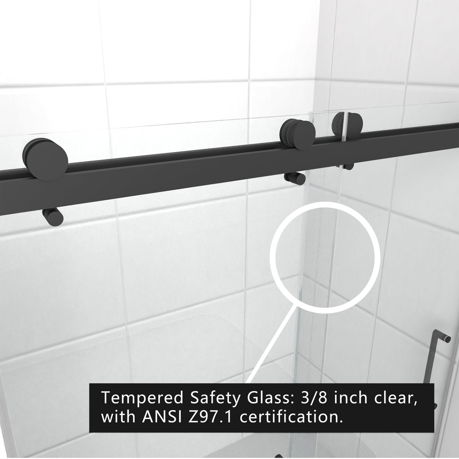 59"*76" Double Sliding Frameless Shower Door IN Matt Black - ibath shower door