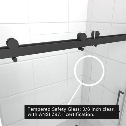 59"*76" Double Sliding Frameless Shower Door IN Matt Black - ibath shower door