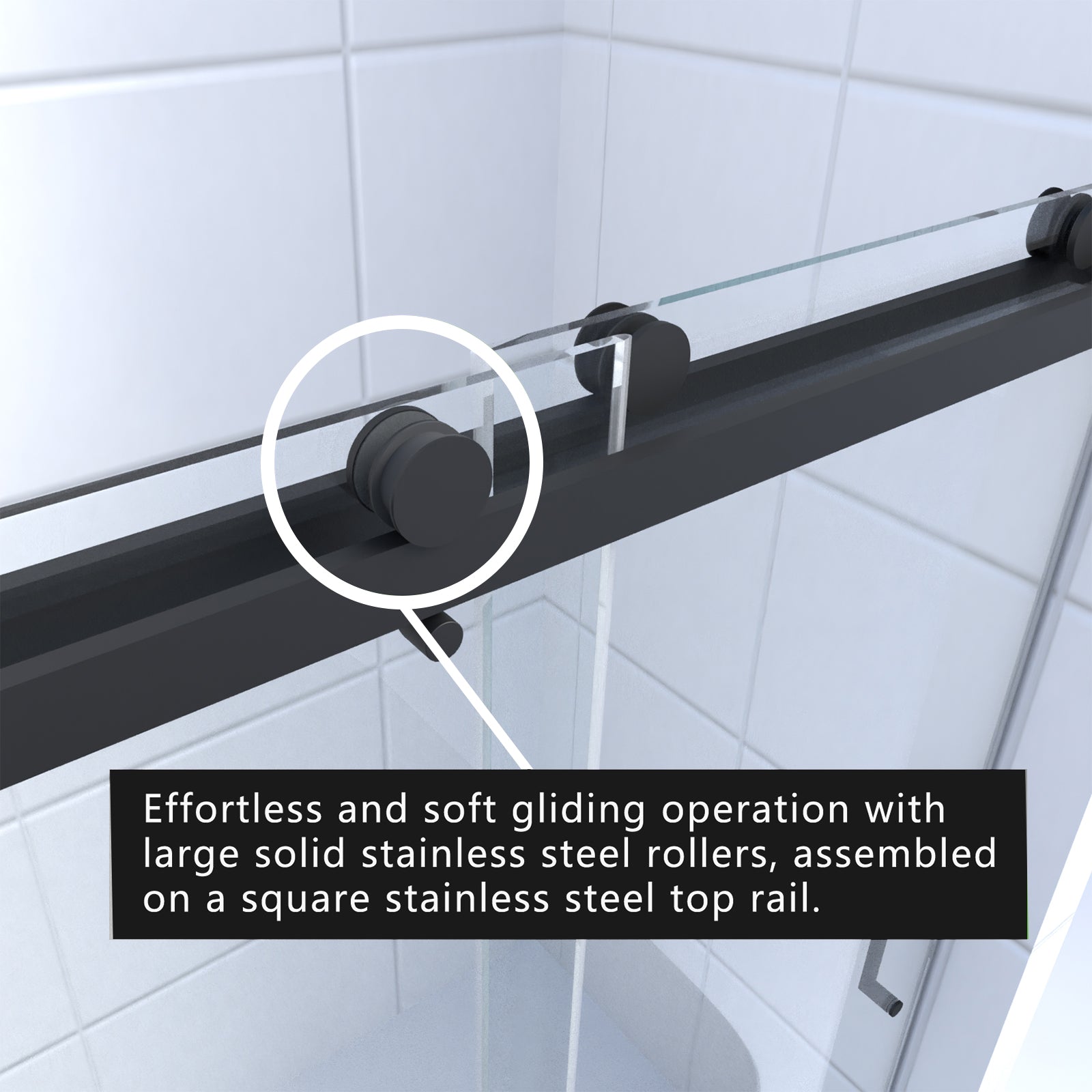 59"*76" Double Sliding Frameless Shower Door IN Matt Black - ibath shower door