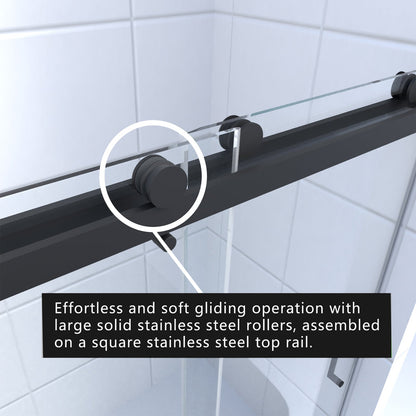 59"*76" Double Sliding Frameless Shower Door IN Matt Black - ibath shower door