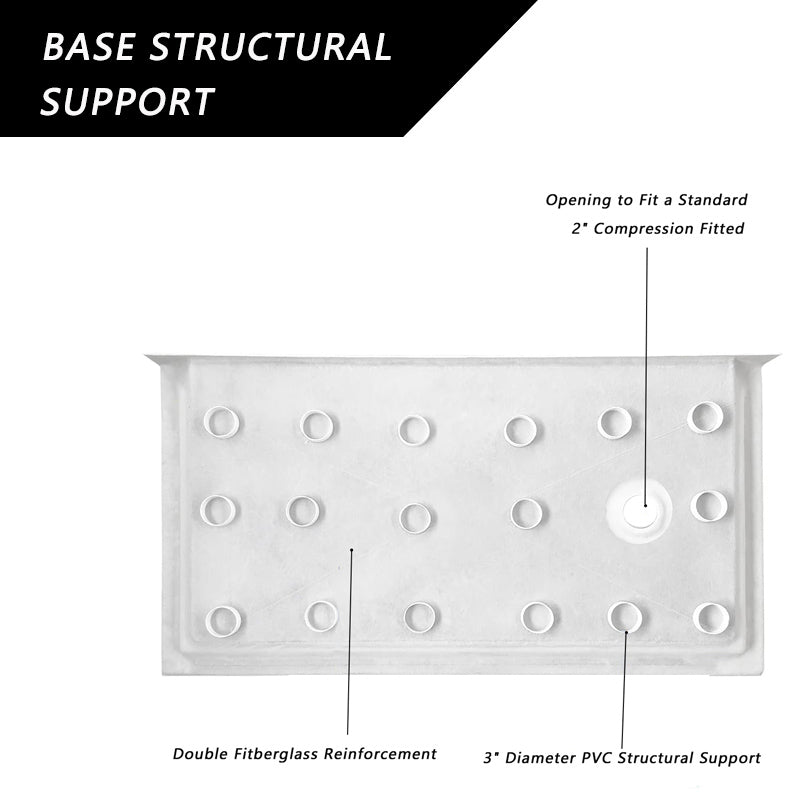 60 in. L x 30 in. W Right Drain Shower Base with Slip Resistant Textured Surface - ibathshowers