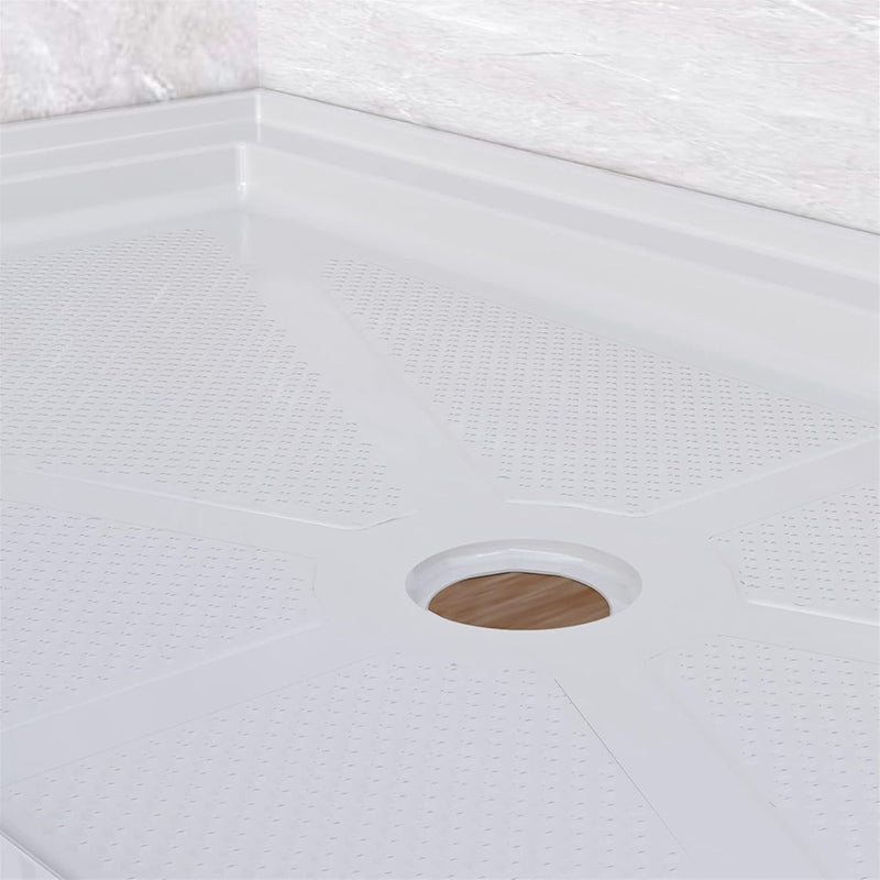 60 in. L x 32 in. W Center Drain Shower Base， White - ibathshowers