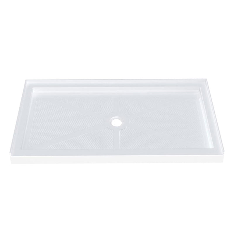 60 in. L x 32 in. W Center Drain Shower Base， White - ibathshowers