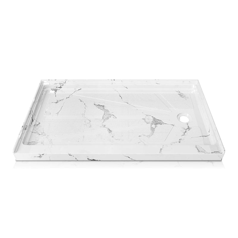 60" x 30" Right Drain Shower Base - Single Threshold, Slip - Resistant Textured Surface, Marble White Finish - ibathshowers