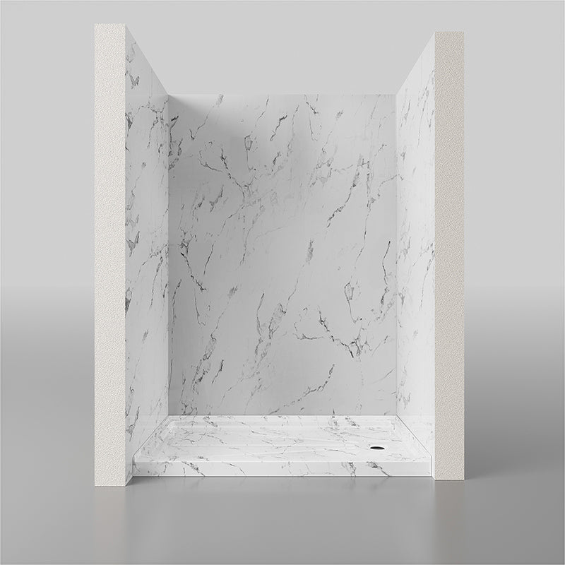 60" x 30" Right Drain Shower Base - Single Threshold, Slip - Resistant Textured Surface, Marble White Finish - ibathshowers