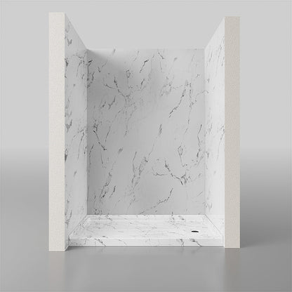 60" x 30" Right Drain Shower Base - Single Threshold, Slip - Resistant Textured Surface, Marble White Finish - ibathshowers