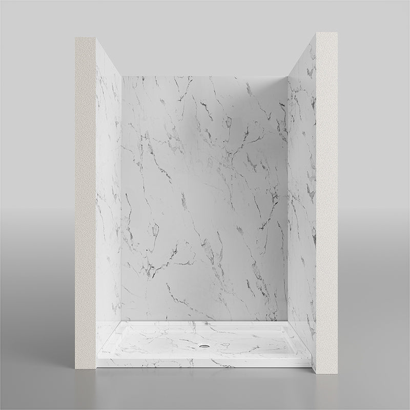 60" x 32" Center Drain Shower Base, Non - Slip Textured Surface, Marble White - ibathshowers