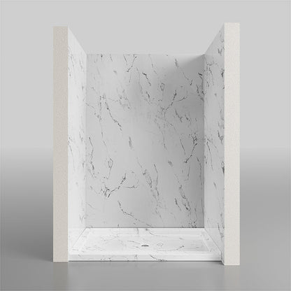 60" x 32" Center Drain Shower Base, Non - Slip Textured Surface, Marble White - ibathshowers