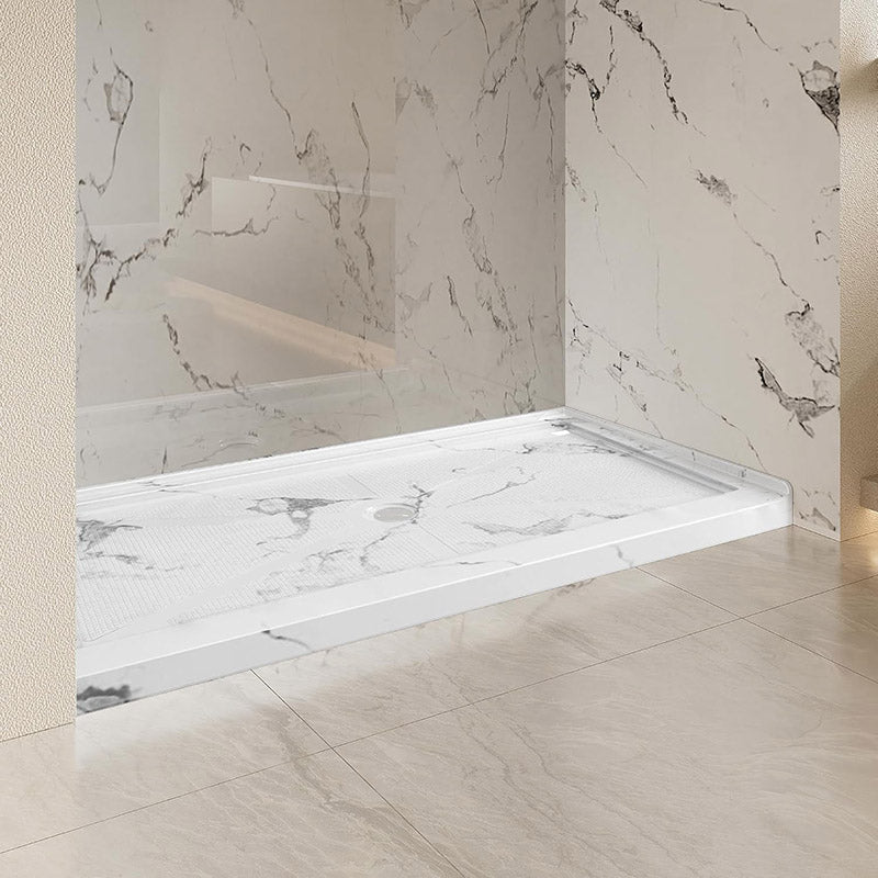 60" x 32" Center Drain Shower Base, Non - Slip Textured Surface, Marble White - ibathshowers