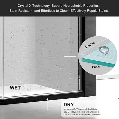 60"*78" Frameless Double Sliding Shower Door Matte Black - ibathshowers