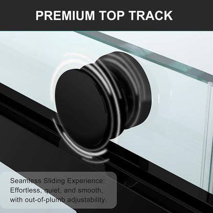 60"*78" Frameless Double Sliding Shower Door Matte Black - ibathshowers