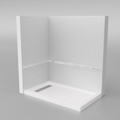 60"x36" Acrylic Shower Base with Stainless Steel Drain, Left/Right Drain Options, White - ibathshowers
