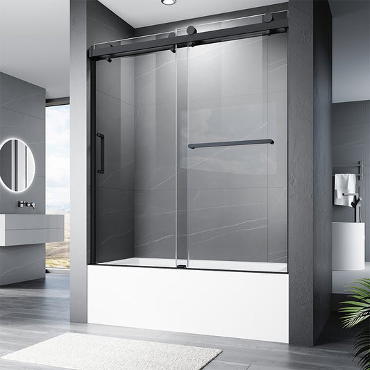 60"x66" Frameless Stainless Steel Bypass Sliding Shower Door for Bathtub - ibathshowers