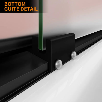 55" to 59" W x 56" H Matte Black Double Sliding Semi-Frameless Tub Door with Frosted Glass HX5956MB-F-W