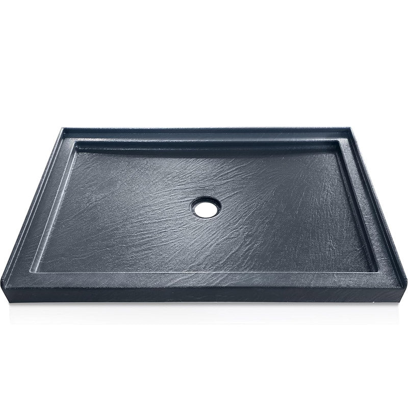 48" x 32" Grey Shower Base – Slip-Resistant, Center Drain, Single Threshold for Safe, Stylish Showers