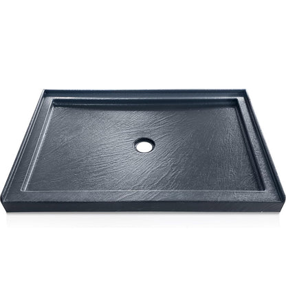 48" x 32" Grey Shower Base – Slip-Resistant, Center Drain, Single Threshold for Safe, Stylish Showers