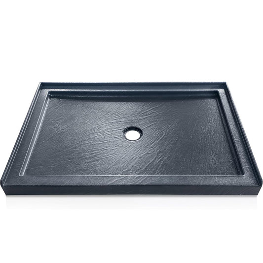 48" x 32" Grey Shower Base – Slip-Resistant, Center Drain, Single Threshold for Safe, Stylish Showers