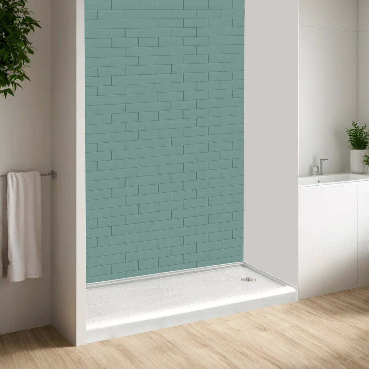 iBath 60" x 36" Rectangular Shower Base, Slip-Resistant Alcove Pan with Right Drain – ABC6036R/1-W
