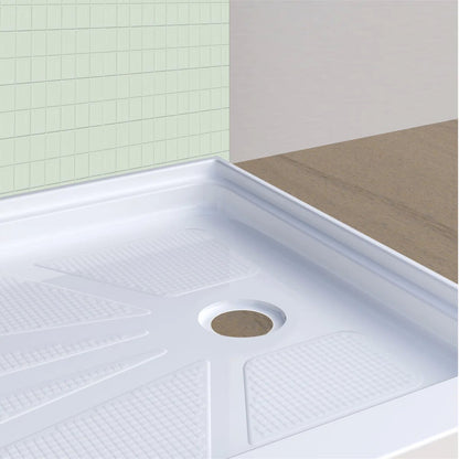 iBath 60" x 36" Rectangular Shower Base, Slip-Resistant Alcove Pan with Right Drain – ABC6036R/1-W