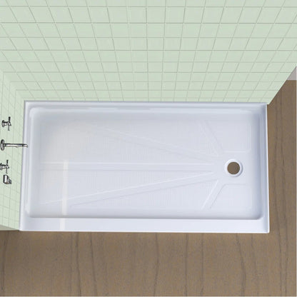 iBath 60" x 36" Rectangular Shower Base, Slip-Resistant Alcove Pan with Right Drain – ABC6036R/1-W
