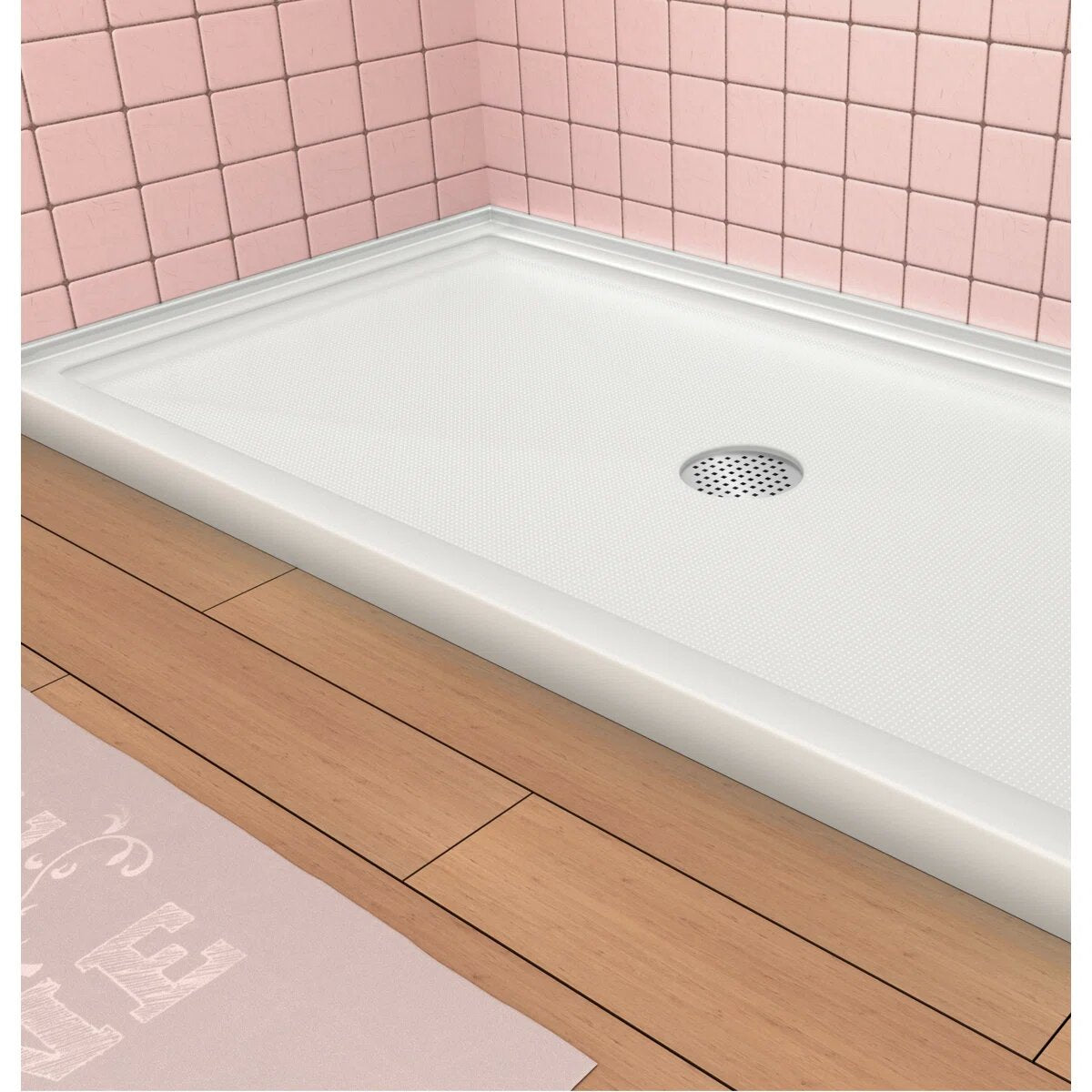 iBath 72" x 36" Alcove Shower Base with Center Drain, Triple Threshold, Slip-Resistant Acrylic, 3-Sided Integrated Flange – ABC7236C/1-W