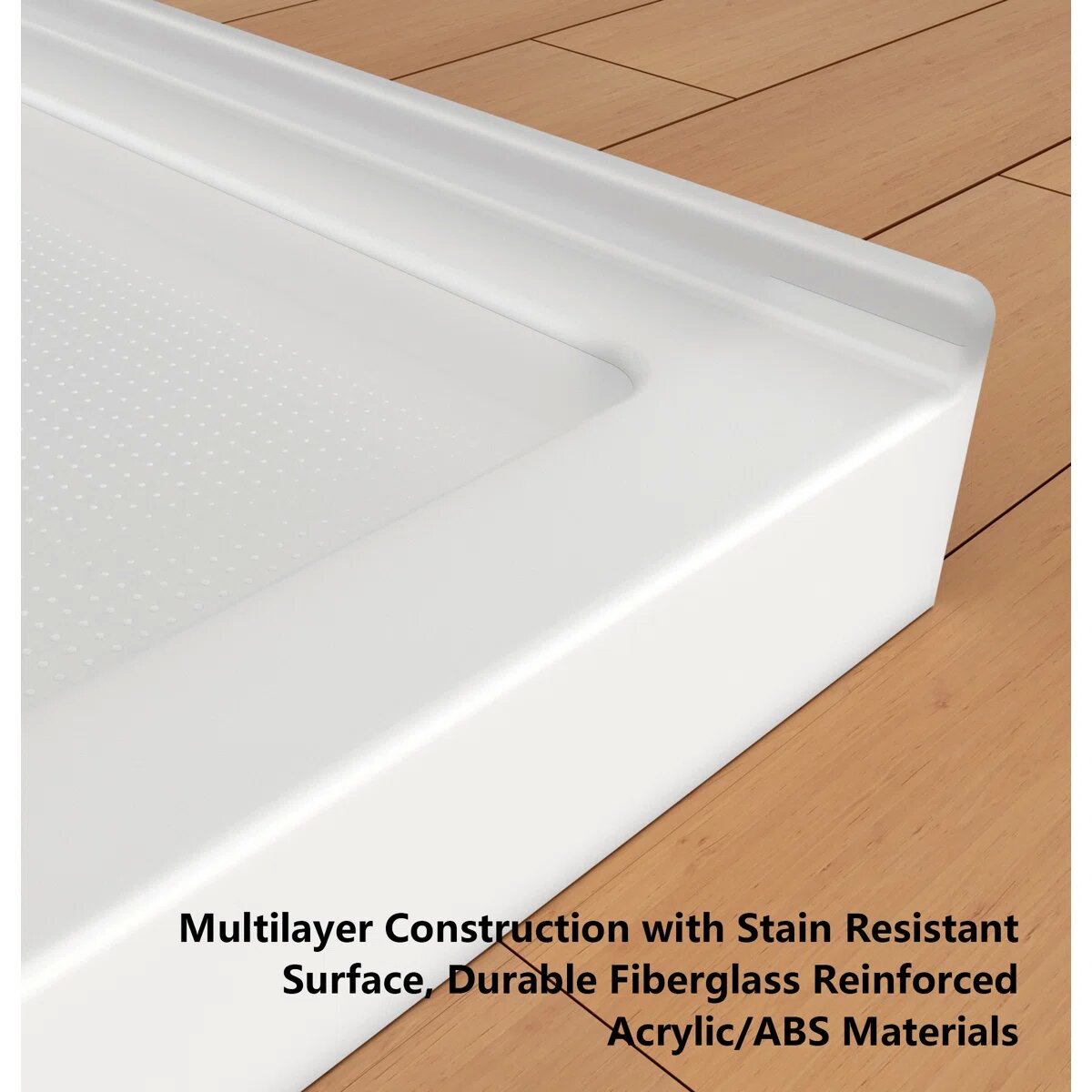 iBath 72" x 36" Alcove Shower Base with Center Drain, Triple Threshold, Slip-Resistant Acrylic, 3-Sided Integrated Flange – ABC7236C/1-W