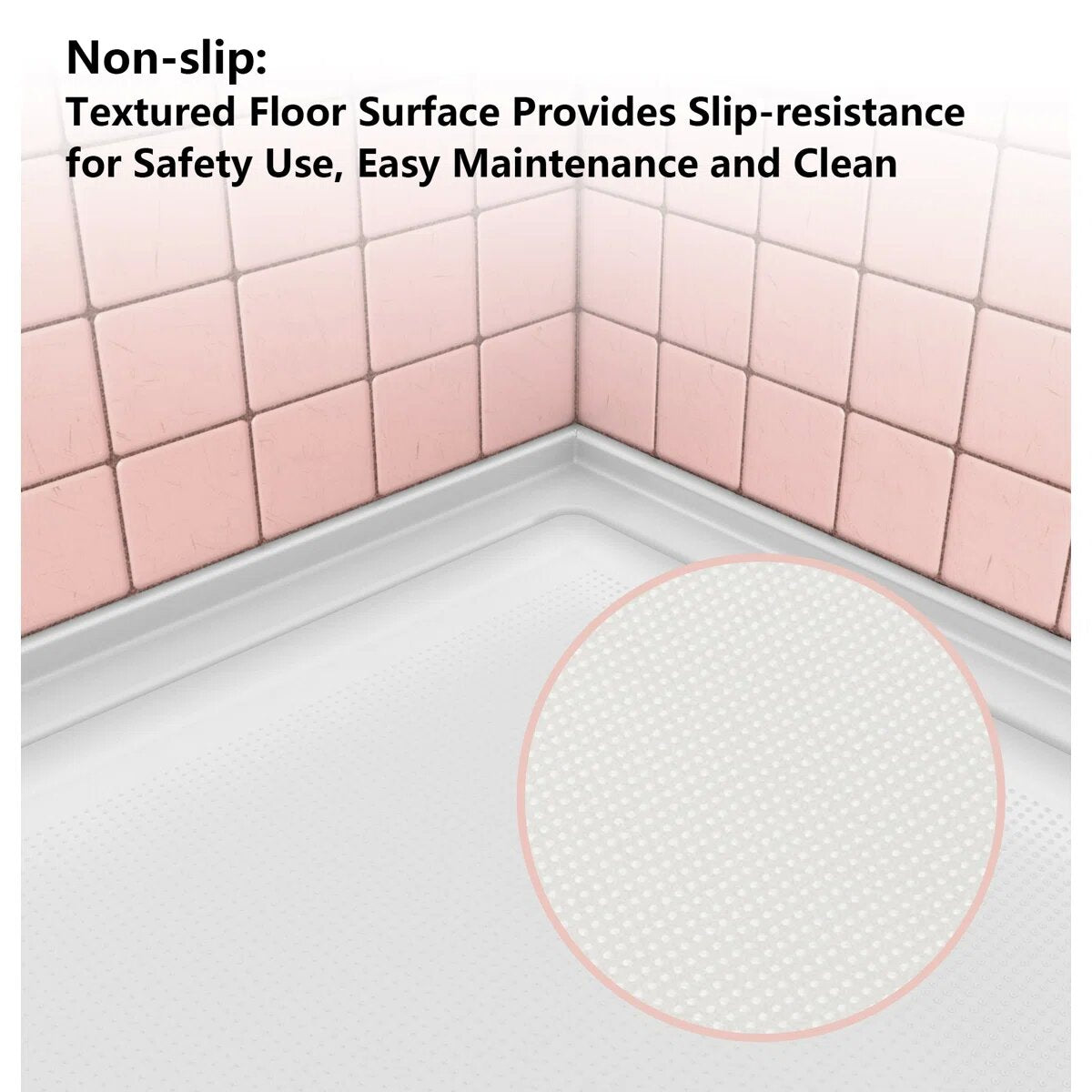 iBath 72" x 36" Alcove Shower Base with Center Drain, Triple Threshold, Slip-Resistant Acrylic, 3-Sided Integrated Flange – ABC7236C/1-W