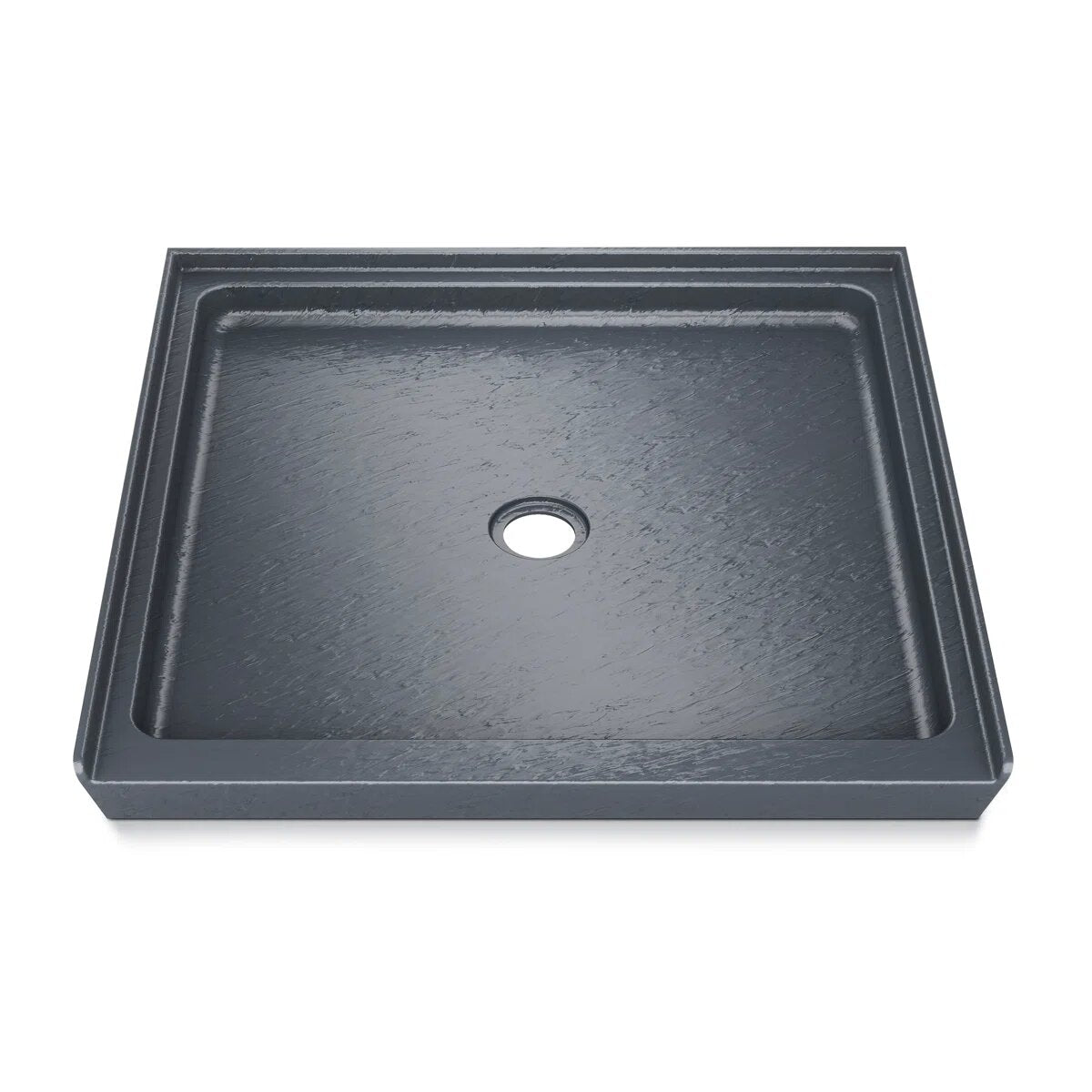 iBath 36" x 36" Shower Base, Center Drain, Low Profile Alcove Pan, Slip-Resistant, Slate Gray – ABCS3636C/1G-W