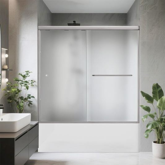 Single Panel Frosted Shower Glass 59" × 56" | BE-GLASS1H-5956-F